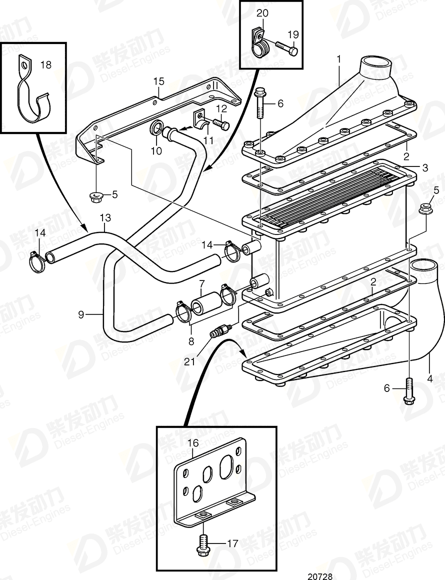 volvo penta Connecting pipe 3827057 Drawing